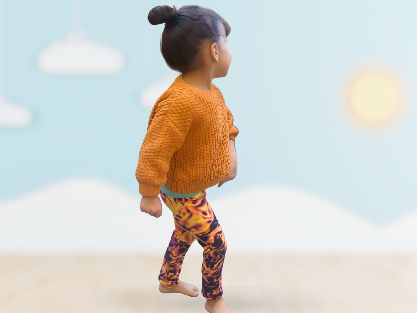 Vorticity Fire Turbulence Kids Leggings