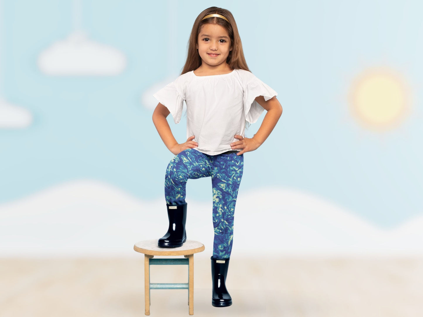 Vorticity Starry Night Turbulence Kids Leggings