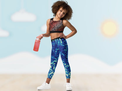 Vorticity Starry Night Turbulence Kids Leggings