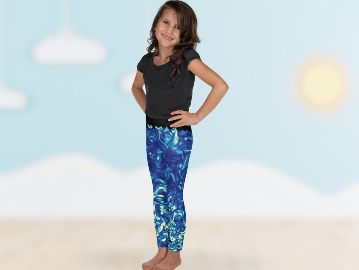 Vorticity Starry Night Turbulence Kids Leggings