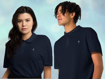 Unisex Pique Wind Turbine Embroidery Polo Shirt, Renewable Energy Lover’s Shirt, Wind Energy Fan Embroidered Polo Shirt, Golf Polo Gift