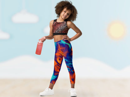 Marble Ice and Fire Turbulence  Kids Leggings