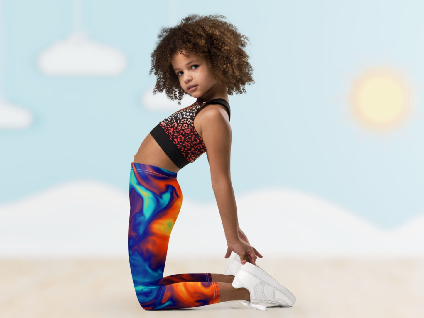 Marble Ice and Fire Turbulence  Kids Leggings
