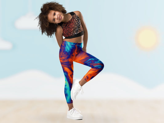 Marble Ice and Fire Turbulence  Kids Leggings