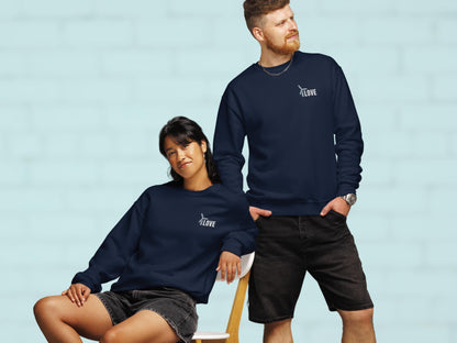 Unisex Wind Energy Embroidered Sweatshirt, Renewable Energy Cotton Pullover, Fleece Wind Turbine Crewneck Sweater, Comfy Green Energy Jumper