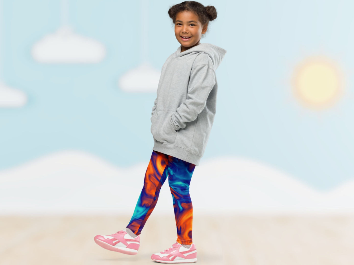 Marble Ice and Fire Turbulence  Kids Leggings