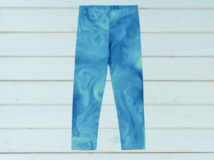 Marble Sky Blue Turbulence  Kids Leggings