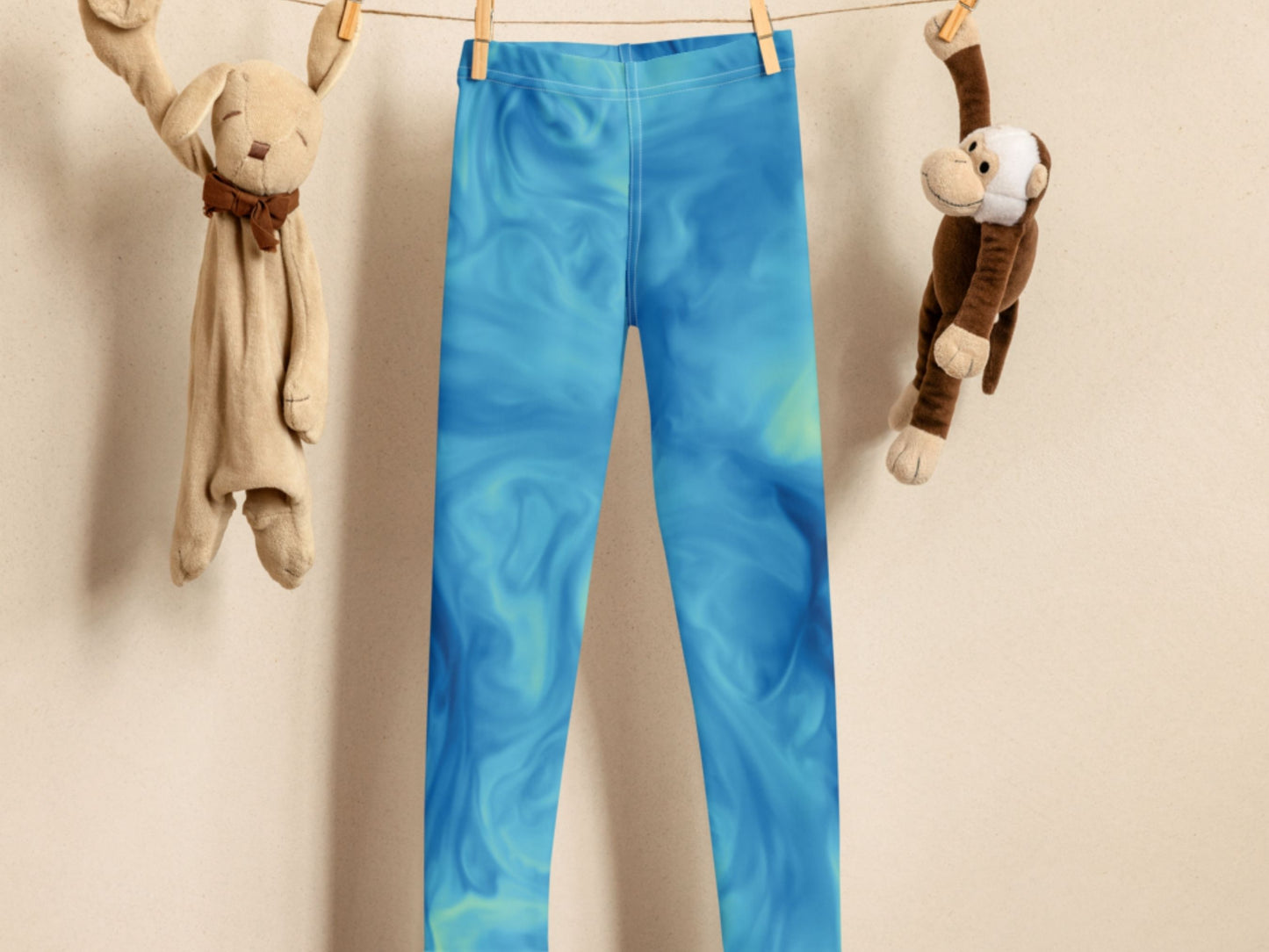 Marble Sky Blue Turbulence  Kids Leggings