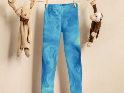 Marble Sky Blue Turbulence  Kids Leggings