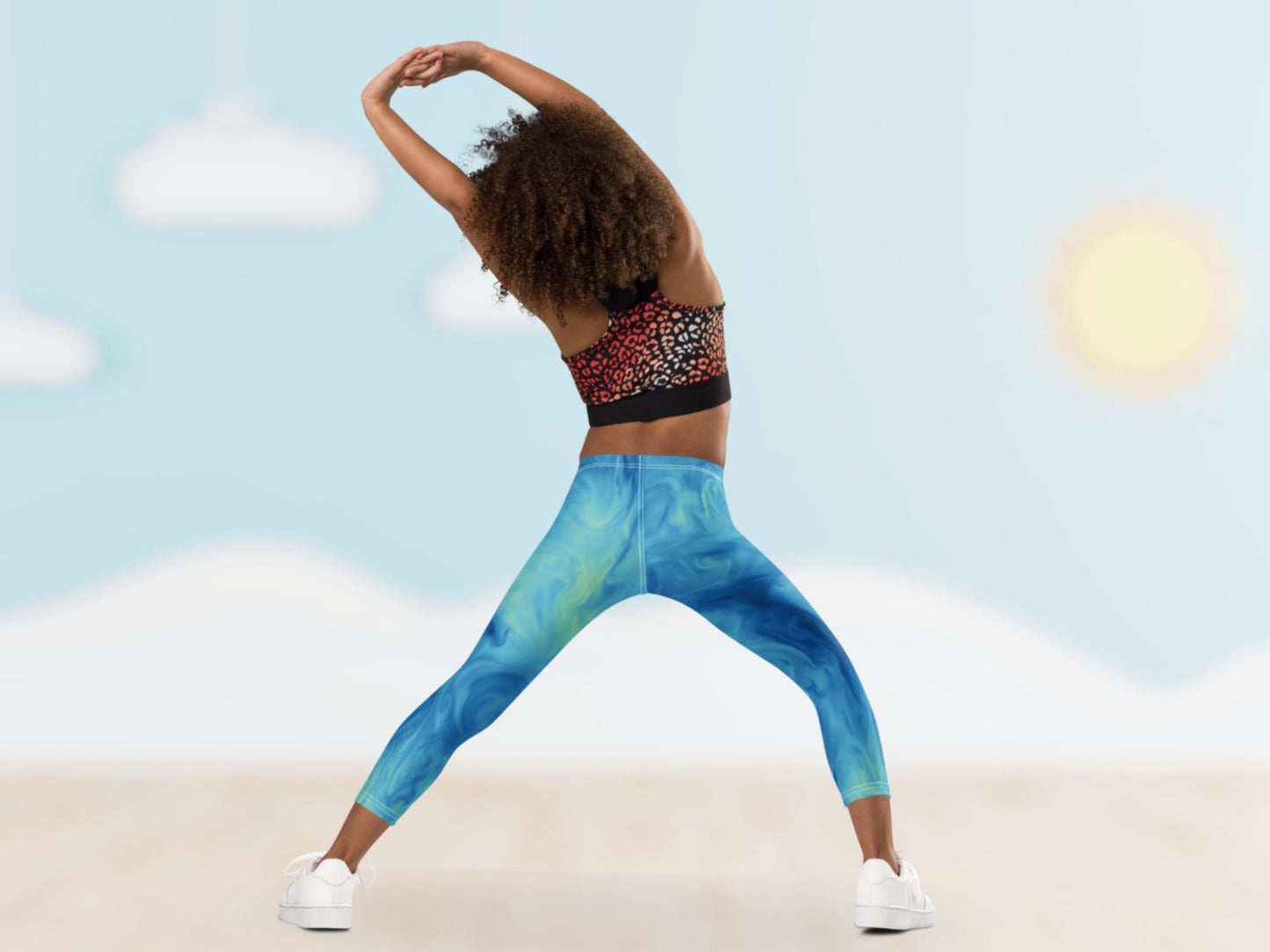 Marble Sky Blue Turbulence  Kids Leggings