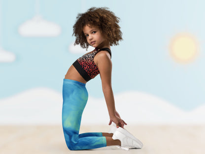 Marble Sky Blue Turbulence  Kids Leggings