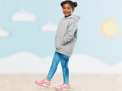 Marble Sky Blue Turbulence  Kids Leggings
