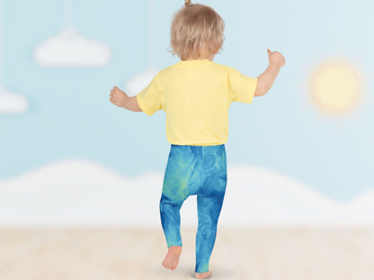 Marble Sky Blue Turbulence  Kids Leggings