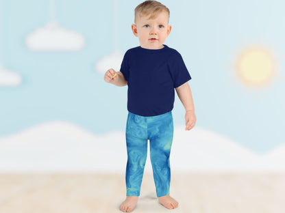 Marble Sky Blue Turbulence  Kids Leggings