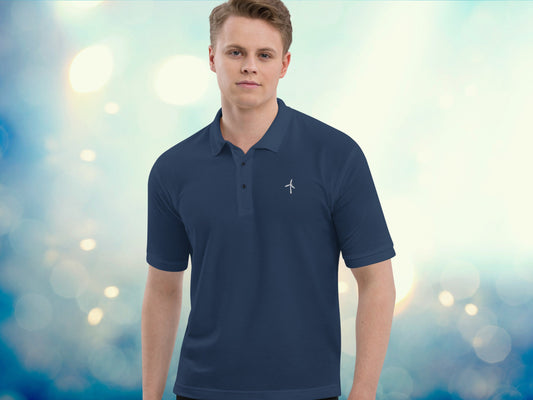 Wind Turbine Embroidered Men's Polo Shirt