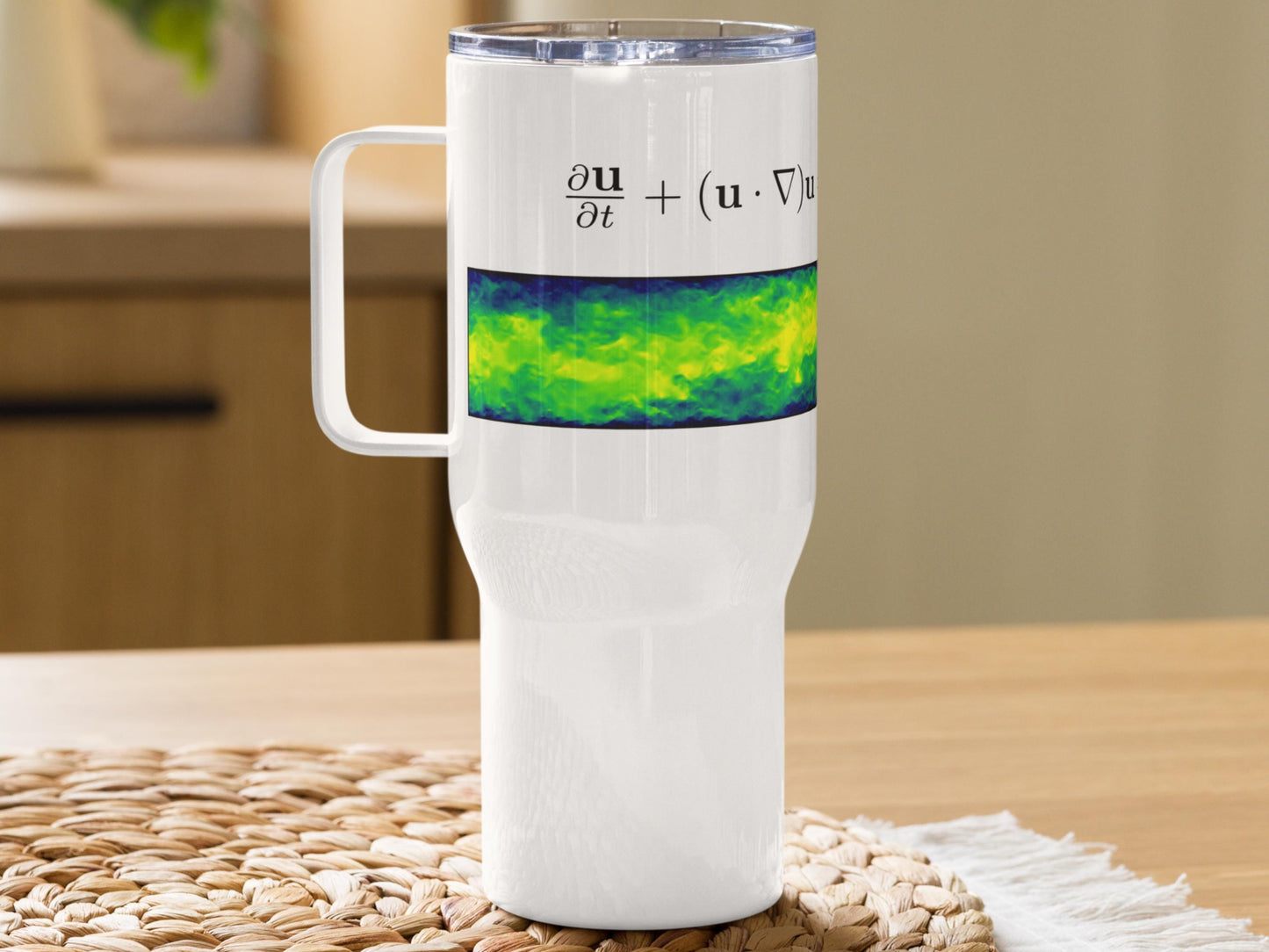 Navier-Stokes Travel Mug, 40 Oz Fluid Mechanics Coffee Mug with Handle, Flow Science Gift for Engineers, Spill-Proof Design