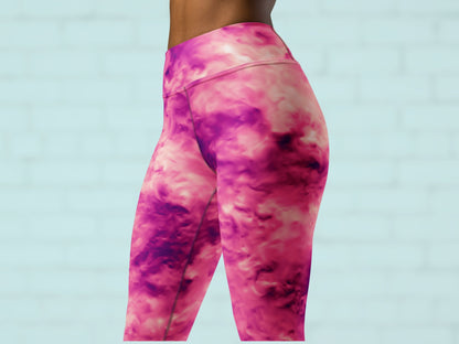 Tie Dye Rose Pink Turbulence High Waisted Leggings