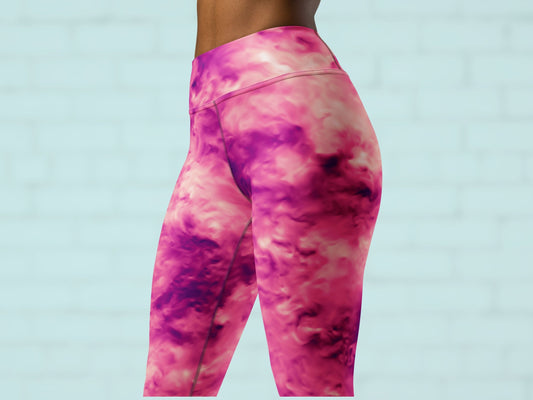 Tie Dye Rose Pink Turbulence High Waisted Leggings
