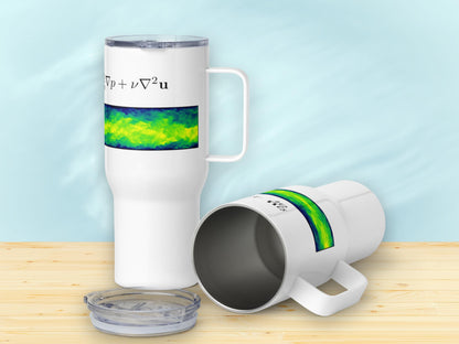 Navier-Stokes Travel Mug, 40 Oz Fluid Mechanics Coffee Mug with Handle, Flow Science Gift for Engineers, Spill-Proof Design