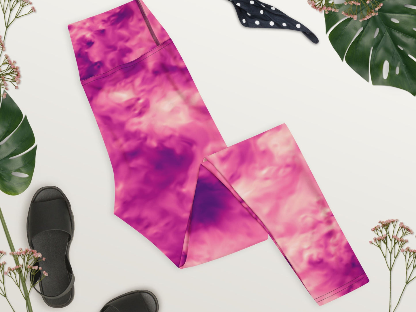 Tie Dye Rose Pink Turbulence High Waisted Leggings