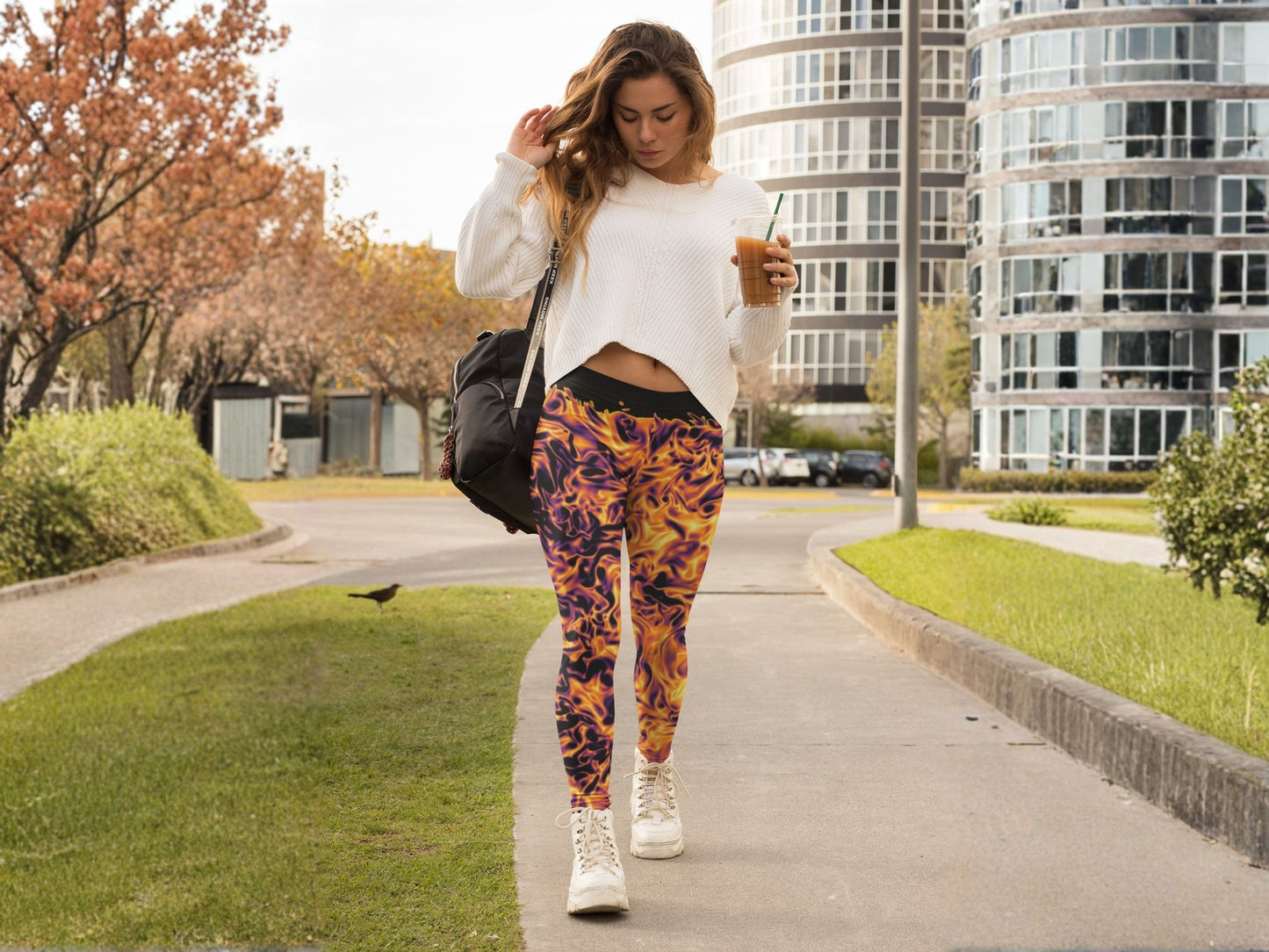 Vorticity Fire Turbulence High Waisted Leggings