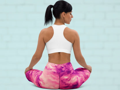 Tie Dye Rose Pink Turbulence High Waisted Leggings