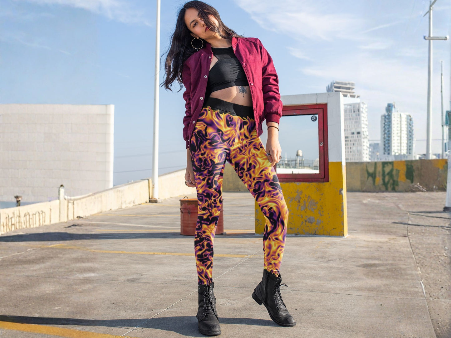 Vorticity Fire Turbulence High Waisted Leggings