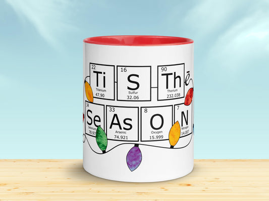 Red Ceramic Chemistry Mug, Holiday Coffee Mug Gift, Science-Themed Christmas Design, Festive STEM Lover Mug, Festive 11 oz Cup, Chemist Gift