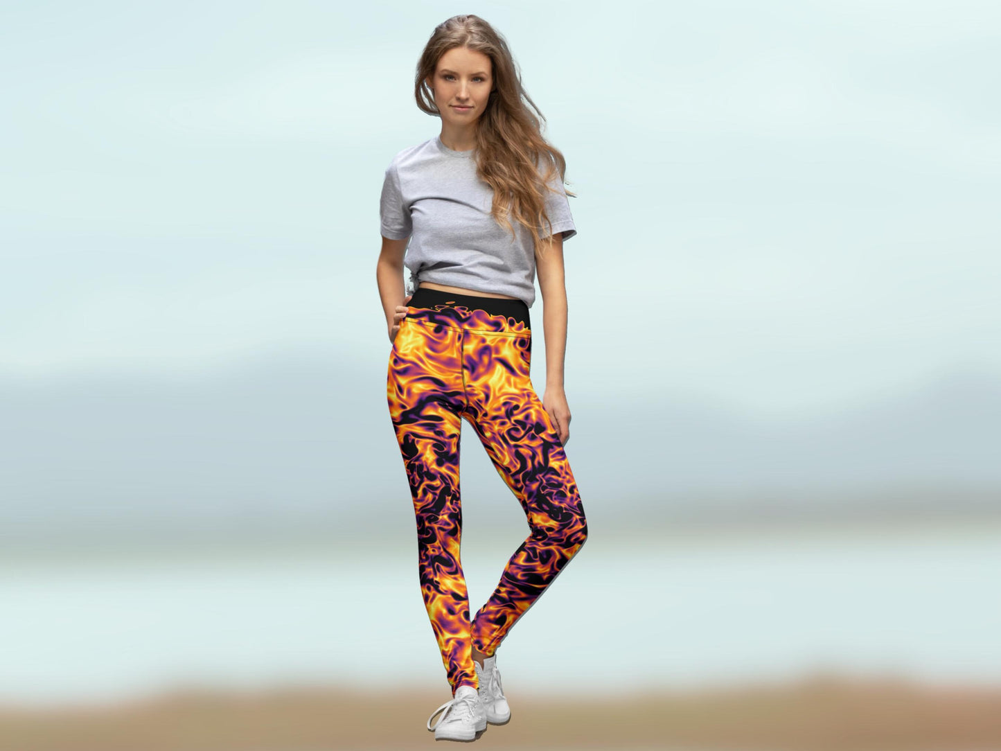 High Waist Yoga Turbulence Leggings, Fluid Dynamics Scientific Print Compression Pants, Squat Proof Pants, Geeky Activewear for Women