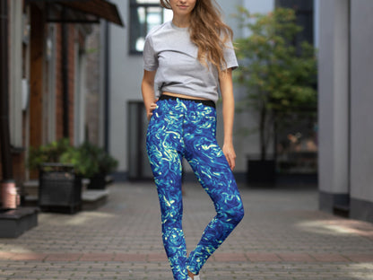 Vorticity Starry Night Turbulence High Waisted Leggings