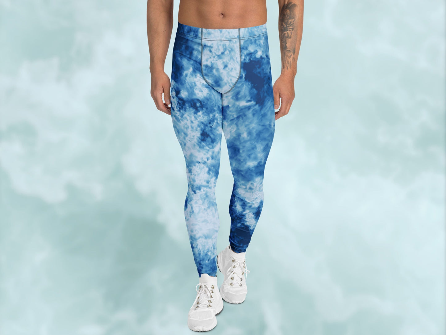 Tie Dye Light Blue Turbulence Men's Leggings