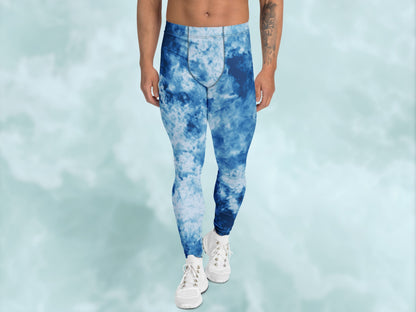 Tie Dye Light Blue Turbulence Men's Leggings