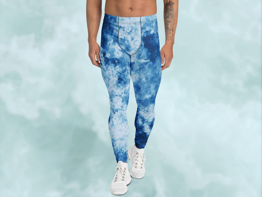 Tie Dye Light Blue Turbulence Men's Leggings