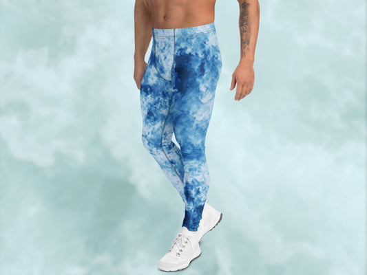Tie Dye Light Blue Turbulence Men's Leggings