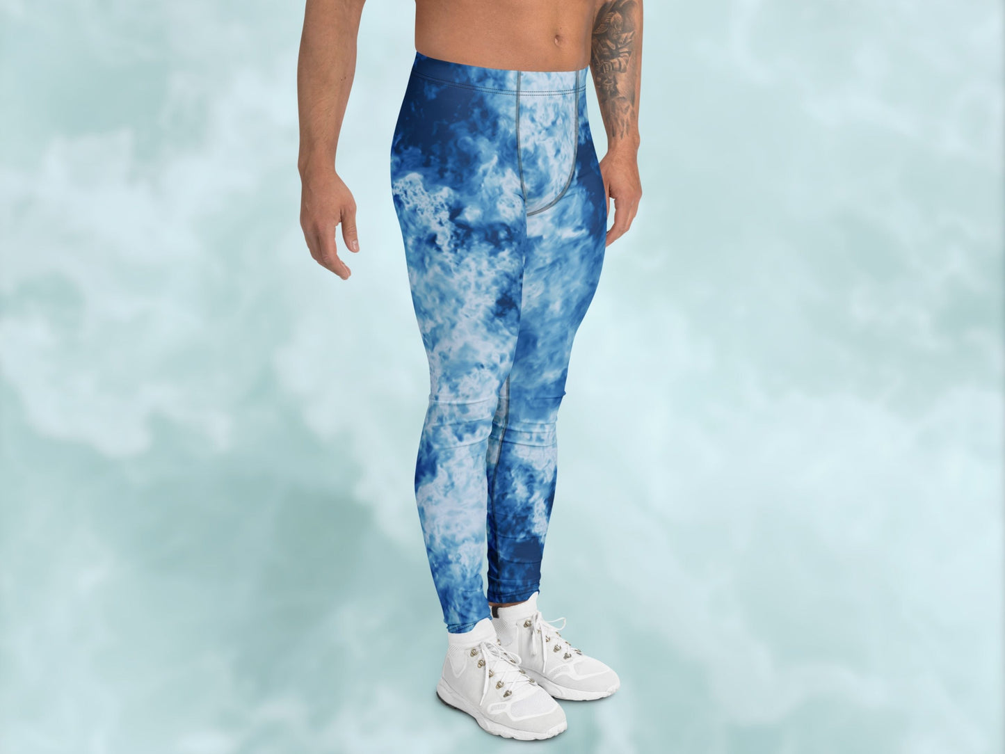 Tie Dye Light Blue Turbulence Men's Leggings