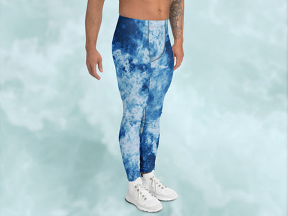 Tie Dye Light Blue Turbulence Men's Leggings