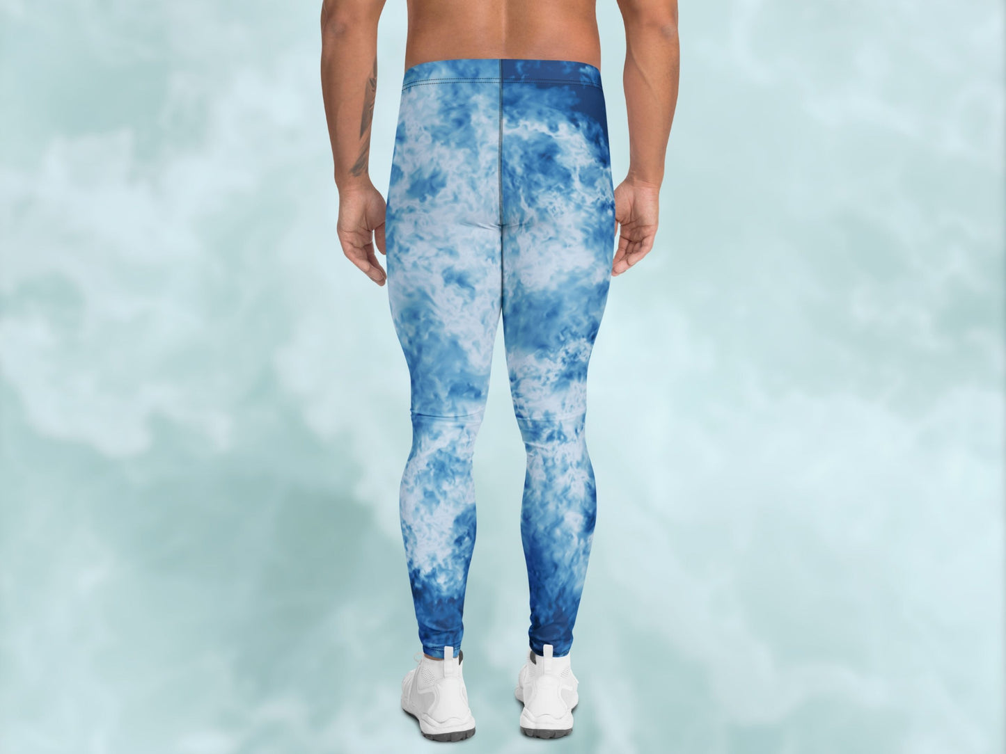 Tie Dye Light Blue Turbulence Men's Leggings