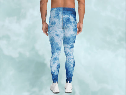 Tie Dye Light Blue Turbulence Men's Leggings