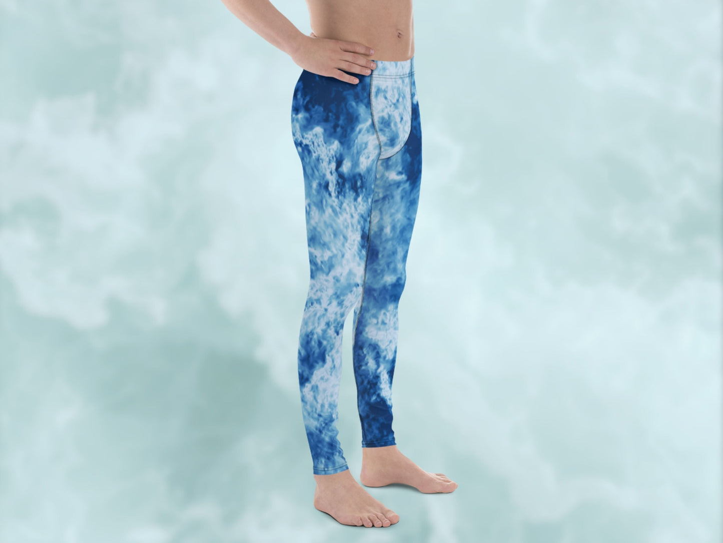 Tie Dye Light Blue Turbulence Men's Leggings