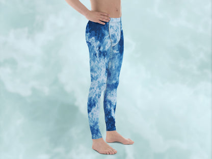 Tie Dye Light Blue Turbulence Men's Leggings
