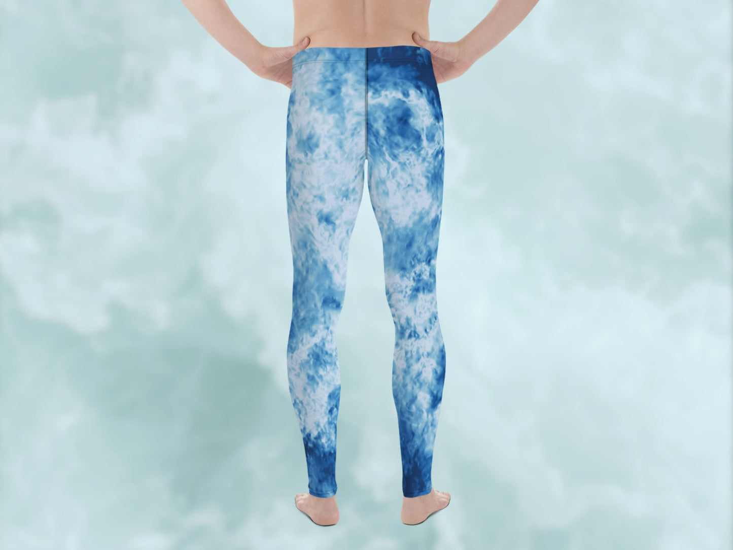 Tie Dye Light Blue Turbulence Men's Leggings