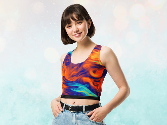 Marble Fire and Ice Turbulence Crop Top