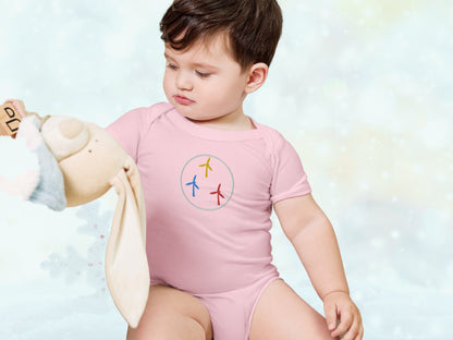 Colorful WindTurbines Embroidery Baby Onesie Bodysuit