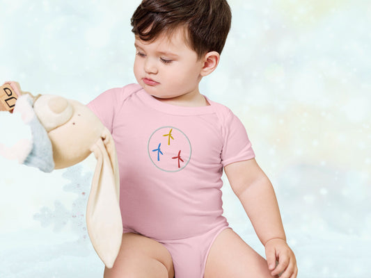 Colorful WindTurbines Embroidery Baby Onesie Bodysuit
