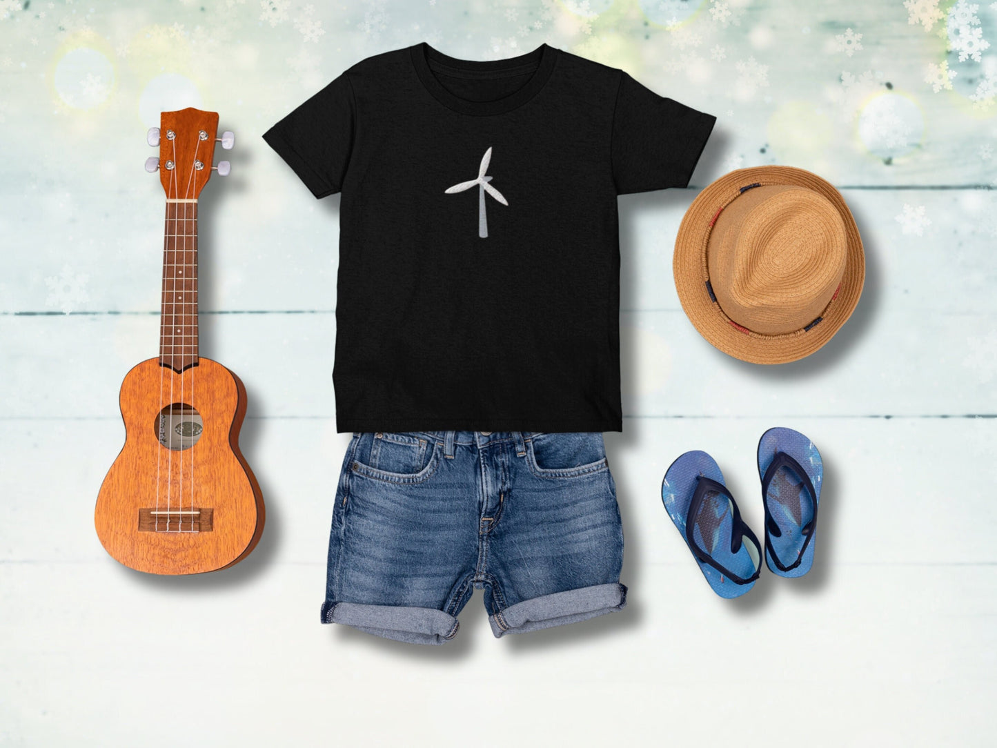 Wind Turbine Embroidery Baby Tee, Renewable Energy Toddler T-shirt, Cotton Embroidered Wind Energy Shirt for Little Ones