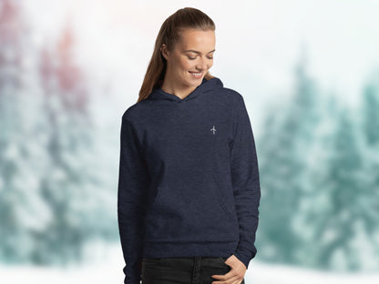 Wind Energy Embroidery Unisex Hoodie, Hooded Cotton Sweatshirt with Embroidered Wind Turbine, Renewables Supporters Pullover, Fleece Hoodie