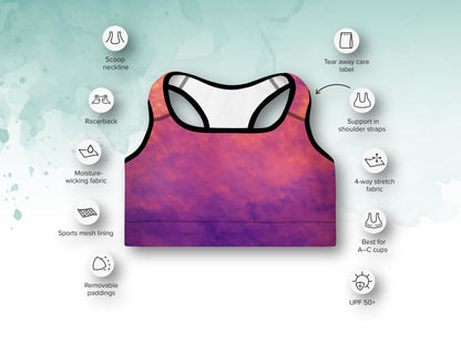 High-waist yoga set, digital tie-dye padded bra and leggings, women workout outfit, comfy activewear, vibrant gym set, stylish fitness wear