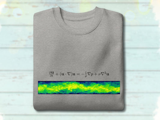 Navier-Stokes Unisex Sweatshirt, Geeky Pullover Jersey for Flow Physics Fluid Mechanics, Fleece Interior Cotton Sweater, Gift for Physicist