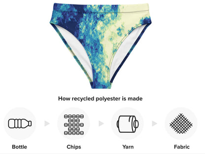 High-Waisted Bikini Plus Size Available, Sustainable Two-Piece Swimsuit  Water Color, Recycled Swim Wear for Women, Inclusive Sizing