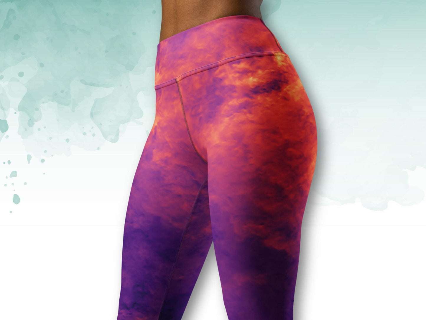 High-waist yoga set, digital tie-dye padded bra and leggings, women workout outfit, comfy activewear, vibrant gym set, stylish fitness wear